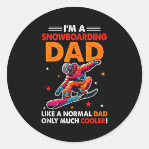Sticker Rond Une définition de papa en snowboard beaucoup plus