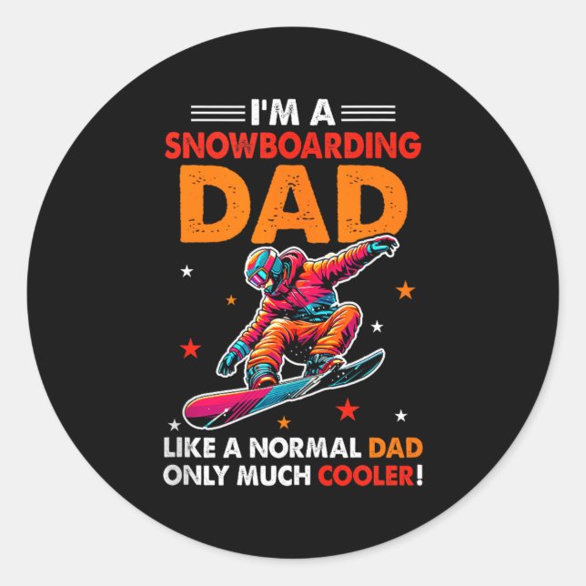 Sticker Rond Une définition de papa en snowboard beaucoup plus  (Devant)