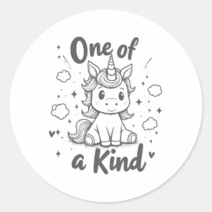 Sticker Rond Une Des Sortes Unicorne Chemise Mignonne Valentine