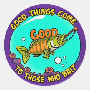 Sticker Rond Une Devise De Pêche Joueuse