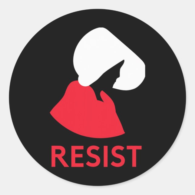 Sticker Rond Une domestique résiste à la protestation féministe (Devant)