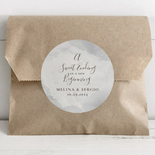 Sticker Rond Une douce fin à un nouveau début Mariage classique