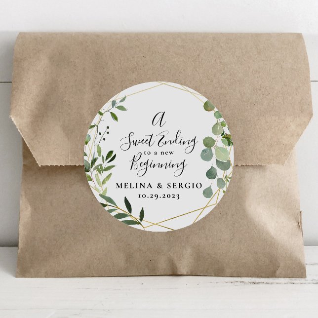 Sticker Rond Une douce fin à un nouveau début Mariage d'or (Créateur téléchargé)