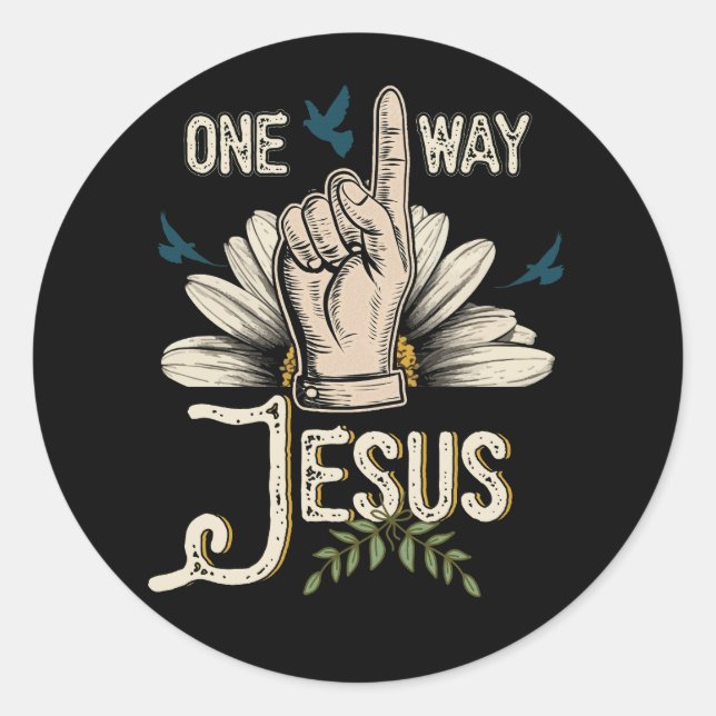 Sticker Rond Une façon Jésus peuple chrétien Révolution Finger  (Devant)
