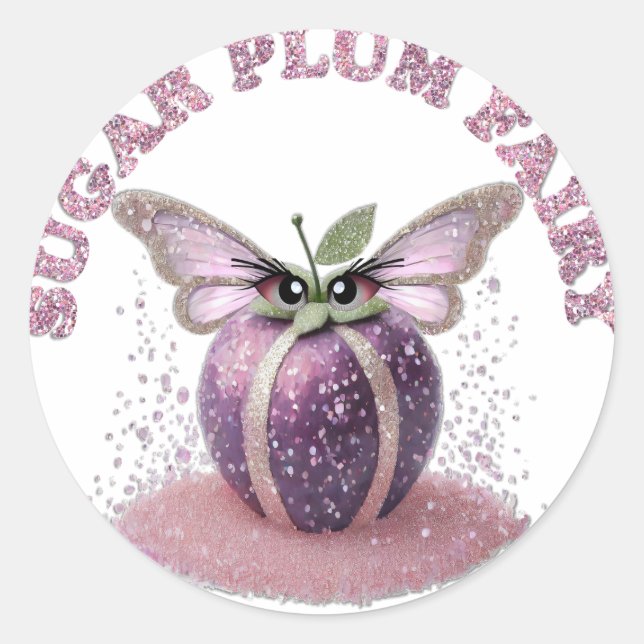 Sticker Rond Une Fée de la Prune à Sucre (Devant)