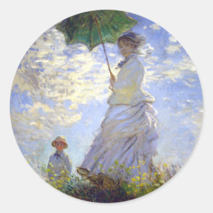 Sticker Rond Une femme avec un parasol par Claude Monet