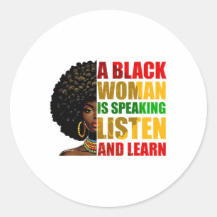 Sticker Rond Une Femme Noire Parle Écouter Et Apprendre L'Afroc
