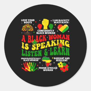 Sticker Rond Une Femme Noire Parle Écouter Et Apprendre Pour Af