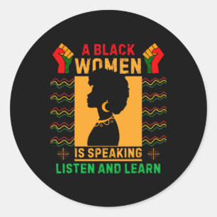 Sticker Rond Une Femme Noire Parle Écouter Histoire Noire Lun