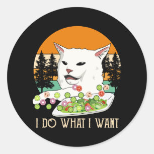 Sticker Rond Une Femme Qui Crie À Cat Meme, Cat Meme