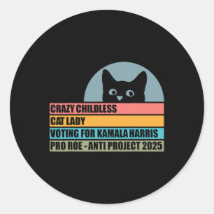 Sticker Rond Une Femme Sans Enfant Votant Pour Kamala Harris