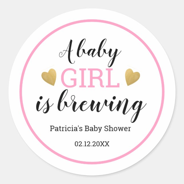 Sticker Rond Une Fille Est En Route Baby Shower Merci (Devant)