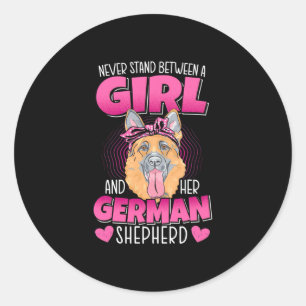 Sticker Rond Une Fille Et Berger Allemand
