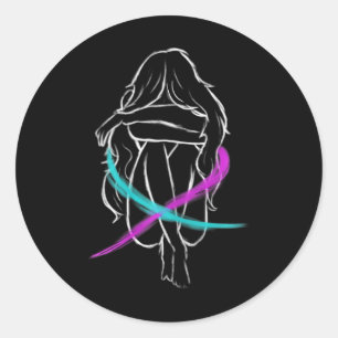 Sticker Rond Une Fille Pleure Introvert Un Défenseur De La Prév
