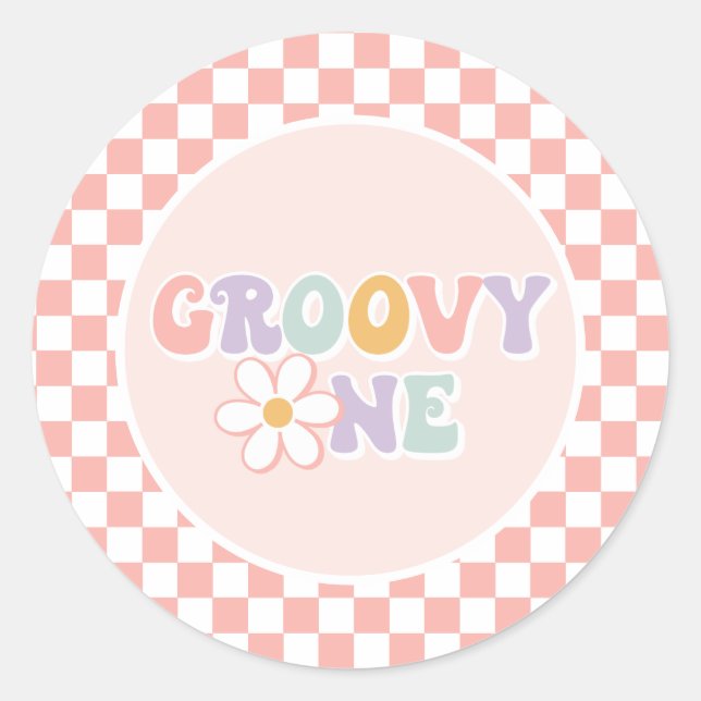 Sticker Rond Une fille Super Pink Daisy Checker (Devant)