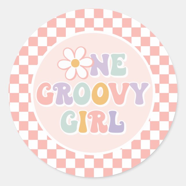 Sticker Rond Une fille Super Pink Daisy Checker (Devant)