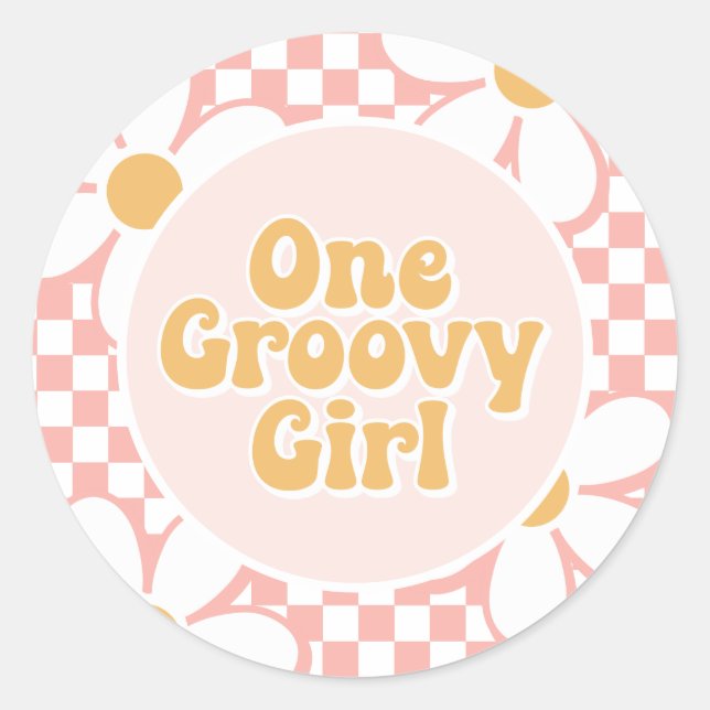 Sticker Rond Une fille Super Pink Daisy Checker (Devant)