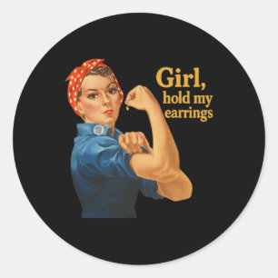 Sticker Rond Une fille tient mes oreilles Anti Trump Rosie Le R