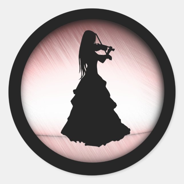 Sticker Rond Une fille tzigane joue du violon (Devant)
