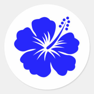 Sticker Rond Une fleur d'hibiscus bleu
