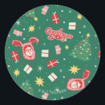 Sticker Rond Une histoire de Noël | Motif d'icône de Noël<br><div class="desc">Découvrez ce motif de Noël rétro avec Ralphie dans son pyjama lapin rose !</div>