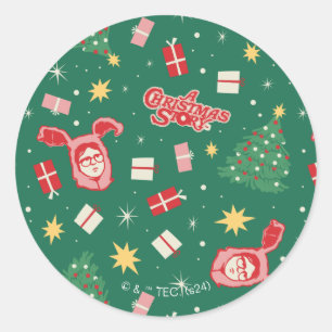 Sticker Rond Une histoire de Noël   Motif d'icône de Noël