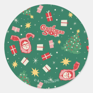 Sticker Rond Une histoire de Noël | Motif d'icône de Noël
