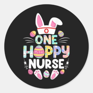 Sticker Rond Une Infirmière Hoppy Funny Jour de Pâques Famille