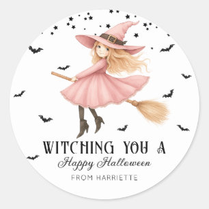 Sticker Rond Une joyeuse sorcière d'Halloween