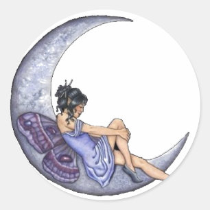 Sticker Rond Une lune féerique