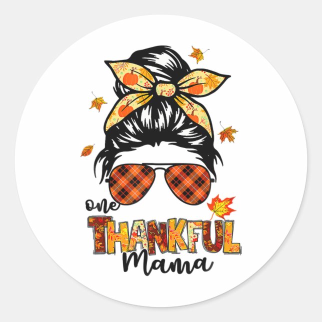 Sticker Rond Une Mama Gentil Drôle Mâle Mâle Bun Automne Que (Devant)