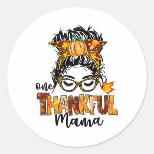 Sticker Rond Une Mama Gentil Drôle Mâle Mâle Bun Automne Que