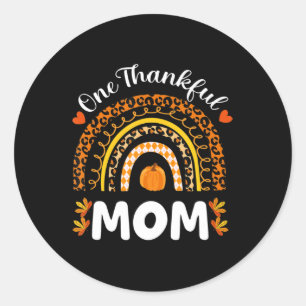 Sticker Rond Une Maman Merci Thanksgiving Rainbow Fall Leopard