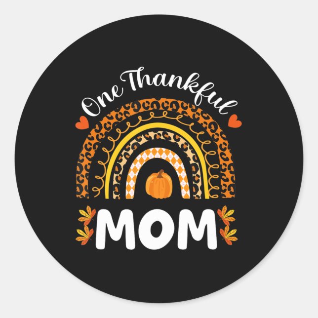 Sticker Rond Une Maman Merci Thanksgiving Rainbow Fall Leopard (Devant)