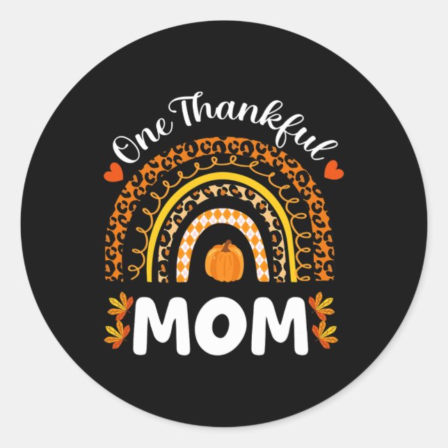 Sticker Rond Une Maman Merci Thanksgiving Rainbow Fall Leopard (Devant)