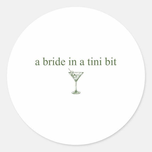 Sticker Rond Une Mariée Dans Un Petit Bit Bride Tail Martini Ba (Devant)