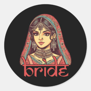 Sticker Rond Une Mariée Indienne Sera La Mariage Nuptiale Dulha