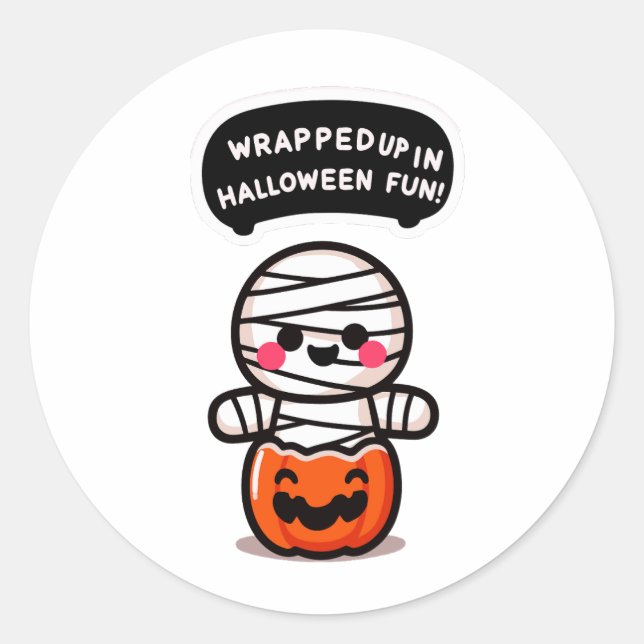 Sticker Rond Une mummie dans une citrouille (Devant)