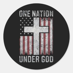 Sticker Rond Une nation sous Dieu 4 juillet vintage patriotique