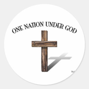 Sticker Rond Une nation sous Dieu avec une croix robuste