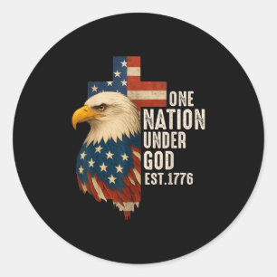 Sticker Rond Une nation sous Dieu Drapeau 4 juillet Patriotique