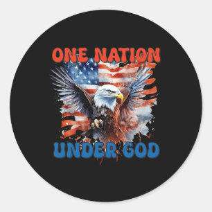 Sticker Rond Une nation sous Dieu Drapeau 4 juillet Patriotique