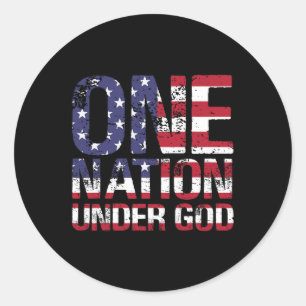 Sticker Rond Une nation sous Dieu Drapeau 4 juillet Patriotique