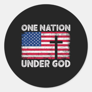 Sticker Rond Une nation sous Dieu Drapeau 4 juillet Patriotique