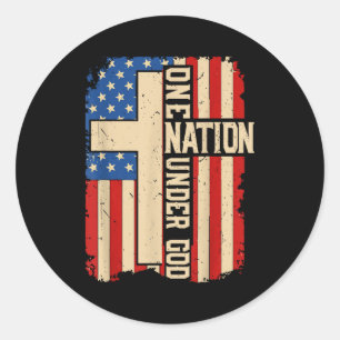 Sticker Rond Une nation sous Dieu Foi chrétienne patriotique Am