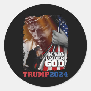 Sticker Rond Une nation sous Dieu Président Trump 2024 Amérique