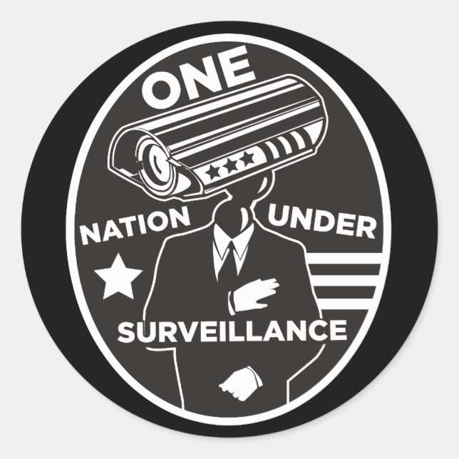 Sticker Rond Une nation sous surveillance (Devant)