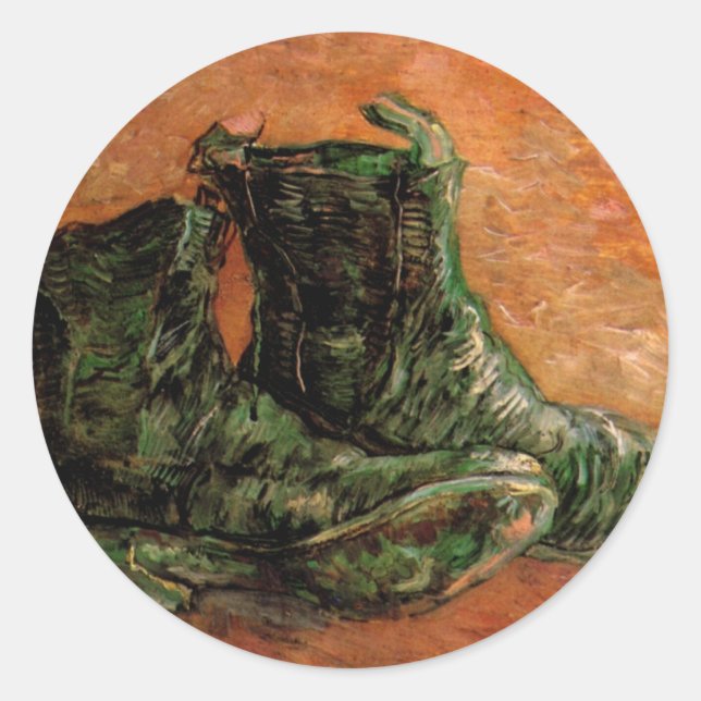 Sticker Rond Une paire de chaussures de Vincent van Gogh (Devant)