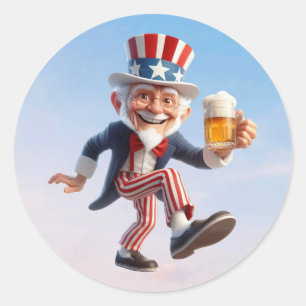 Sticker Rond Une personne âgée habillée en oncle Sam