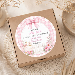 Sticker Rond Une petite Baby Shower Cottagecore Rose Canard Sil